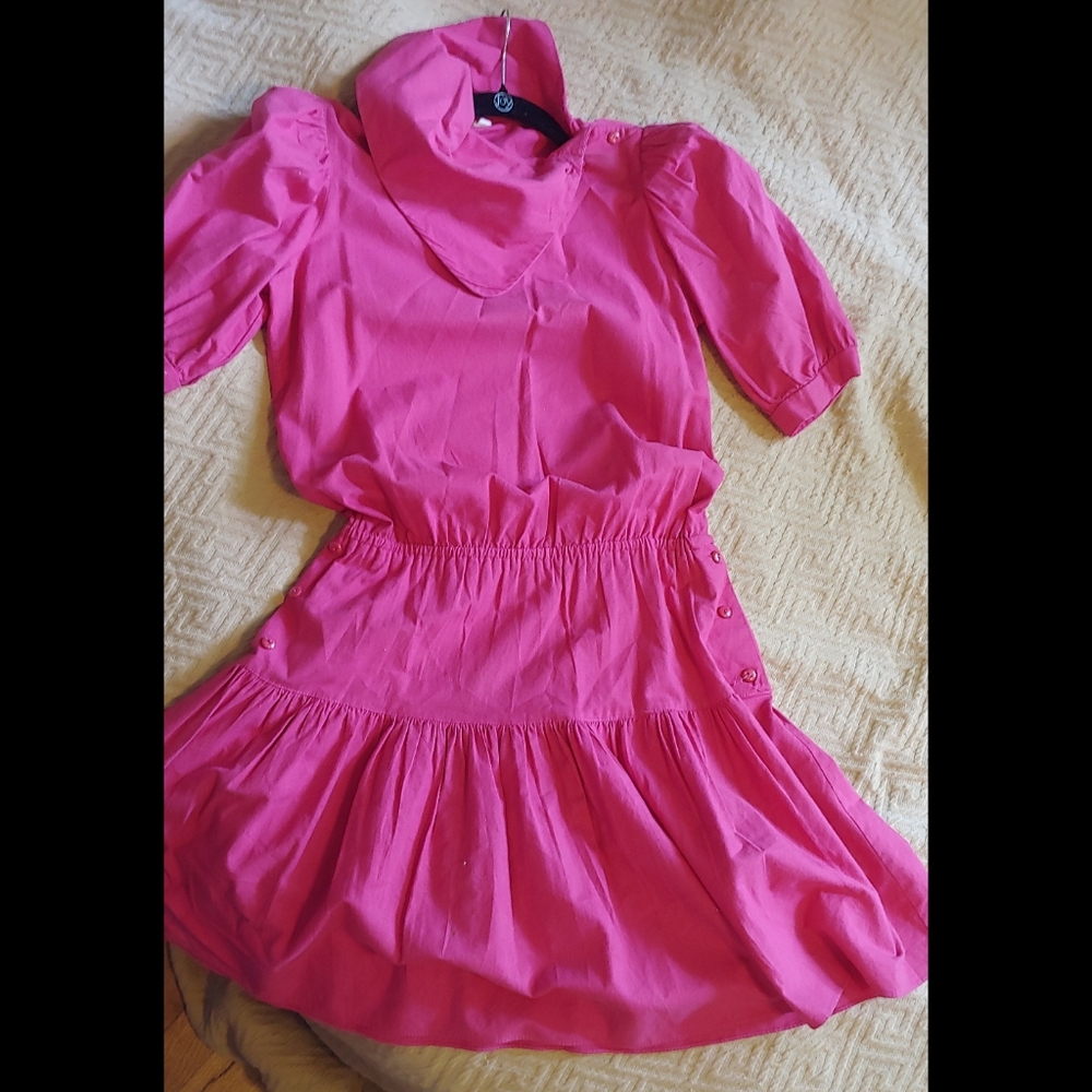 80s vintage drop waist hot pink dress Stranger Things
